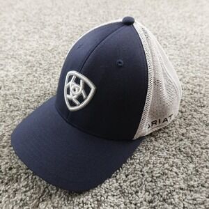 Ariat Hat Cap Mens One Size Blue Trucker Adjustable Snap Back Flexfit Western